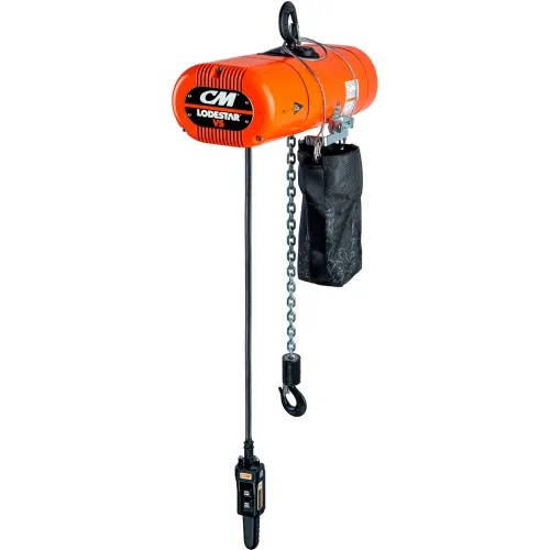 Picture of CM LODEStar WGB1299373 Cm Lodestar Cm Lodestar 3 Ton Electric Chain Hoist W/ Chain Container, 15' Lift, .9-5.5 Fpm, 230V